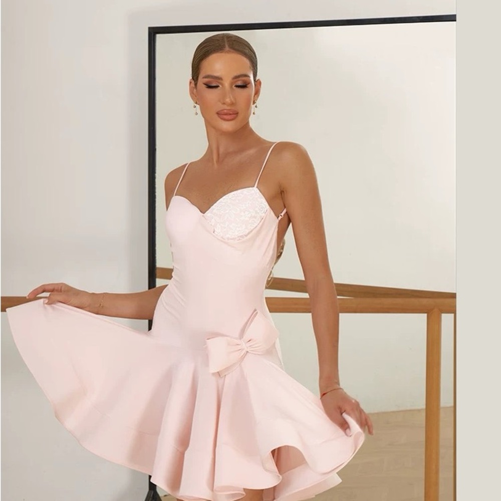 ZYM- Elegant Pink Latin Dress